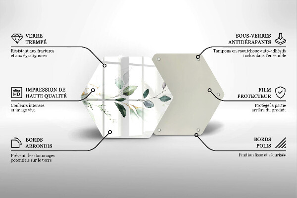 Deska szklana do kuchni Akwarelowe liście