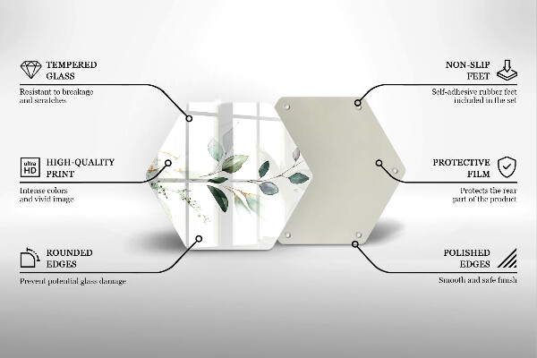 Deska szklana do kuchni Akwarelowe liście