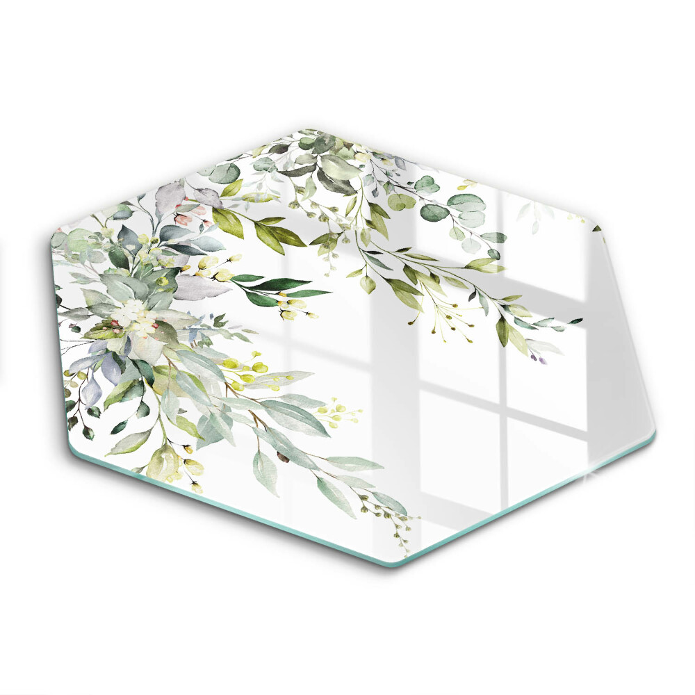 Deska szklana do kuchni Ozdobne liście i kwiaty