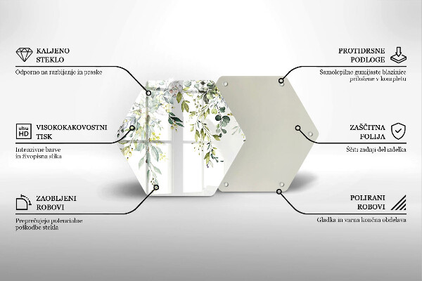 Deska szklana do kuchni Ozdobne liście i kwiaty