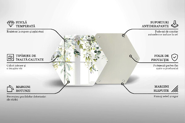 Deska szklana do kuchni Ozdobne liście i kwiaty