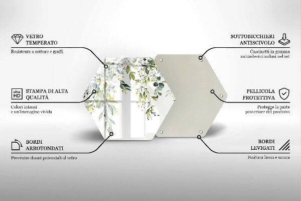 Deska szklana do kuchni Ozdobne liście i kwiaty