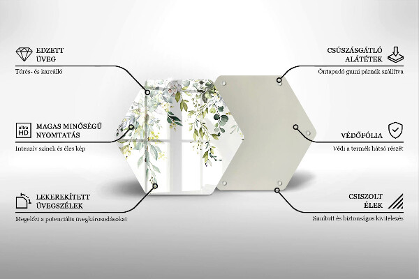 Deska szklana do kuchni Ozdobne liście i kwiaty