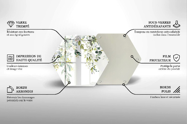 Deska szklana do kuchni Ozdobne liście i kwiaty