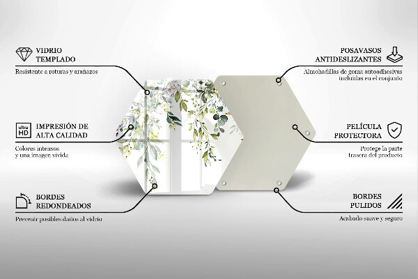 Deska szklana do kuchni Ozdobne liście i kwiaty