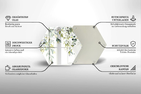 Deska szklana do kuchni Ozdobne liście i kwiaty