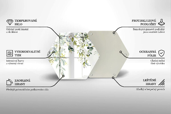 Deska szklana do kuchni Ozdobne liście i kwiaty