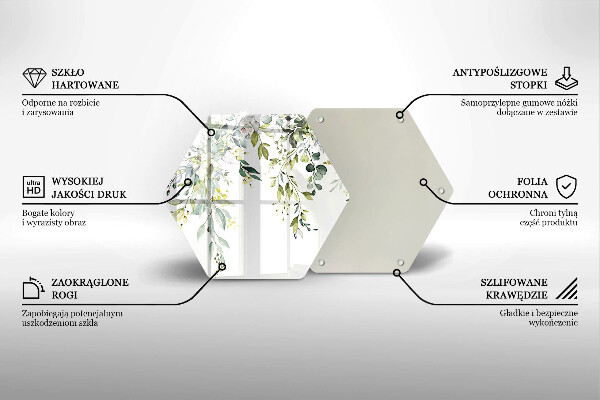 Deska szklana do kuchni Ozdobne liście i kwiaty