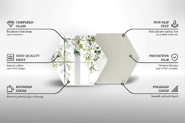 Deska szklana do kuchni Ozdobne liście i kwiaty