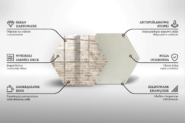 Deska szklana do kuchni Ściana jasne cegły