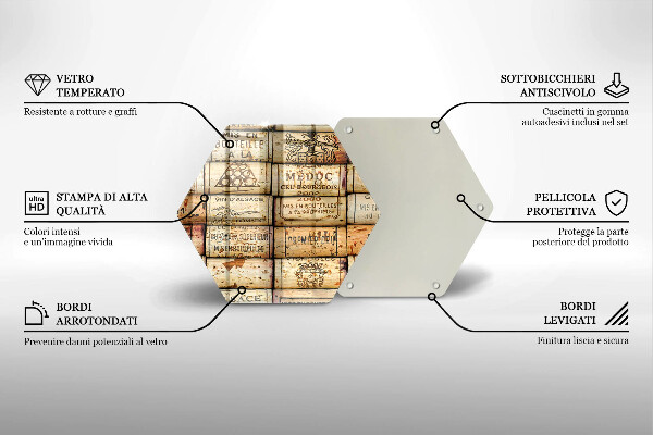 Deska szklana do kuchni Stare korki wina
