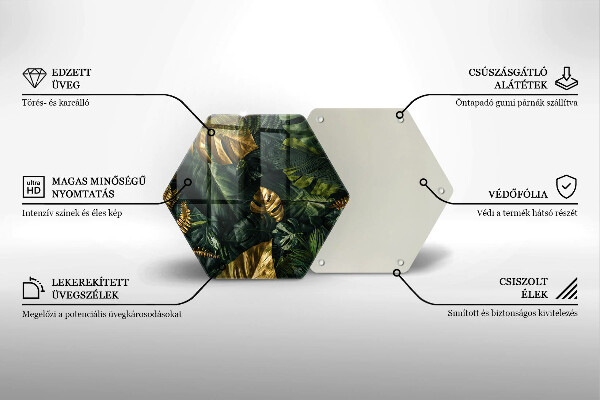 Deska szklana do kuchni Złote liście monstery