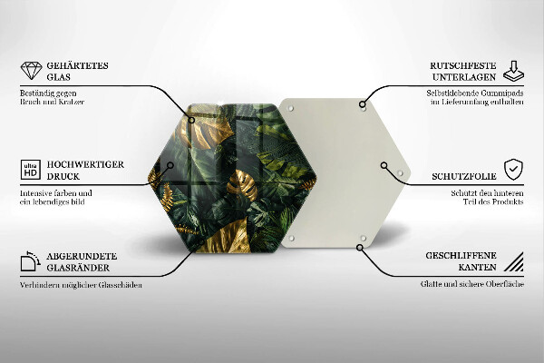 Deska szklana do kuchni Złote liście monstery