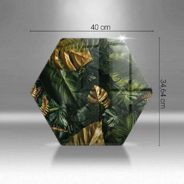 Deska szklana do kuchni Złote liście monstery