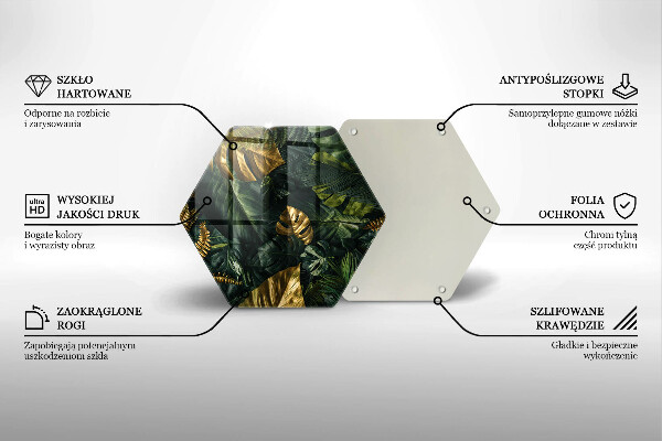 Deska szklana do kuchni Złote liście monstery