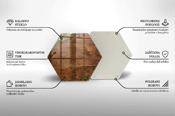 Deska szklana do kuchni Drewniane deski i liście