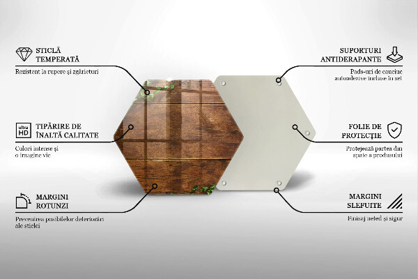 Deska szklana do kuchni Drewniane deski i liście