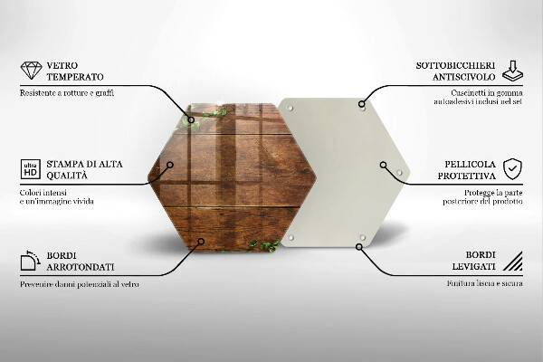 Deska szklana do kuchni Drewniane deski i liście