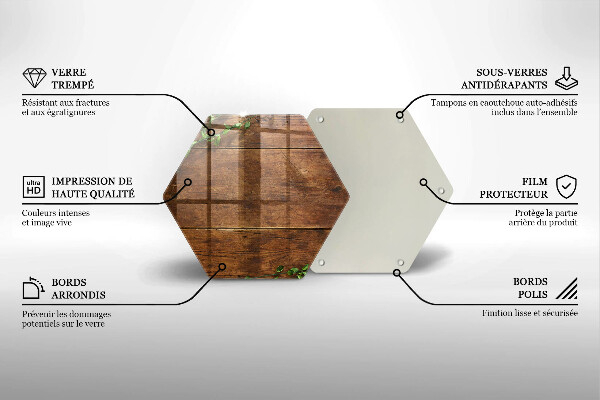 Deska szklana do kuchni Drewniane deski i liście