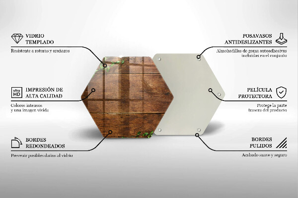 Deska szklana do kuchni Drewniane deski i liście