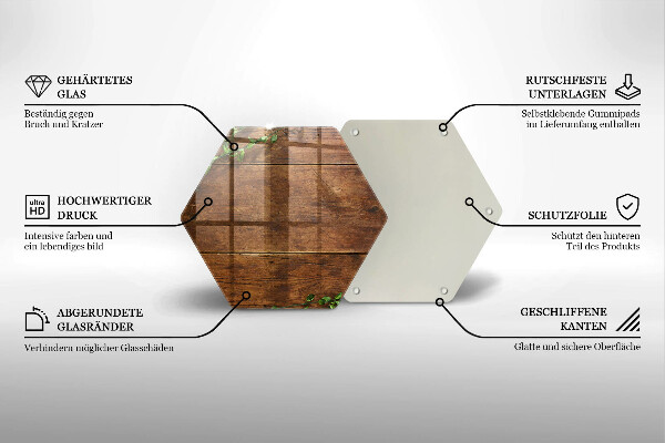 Deska szklana do kuchni Drewniane deski i liście