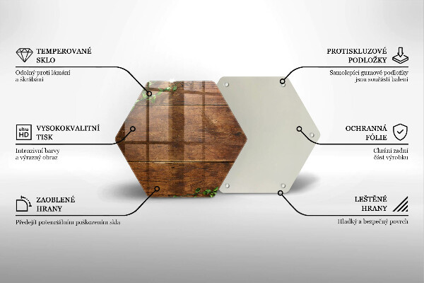 Deska szklana do kuchni Drewniane deski i liście