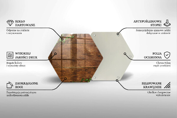 Deska szklana do kuchni Drewniane deski i liście