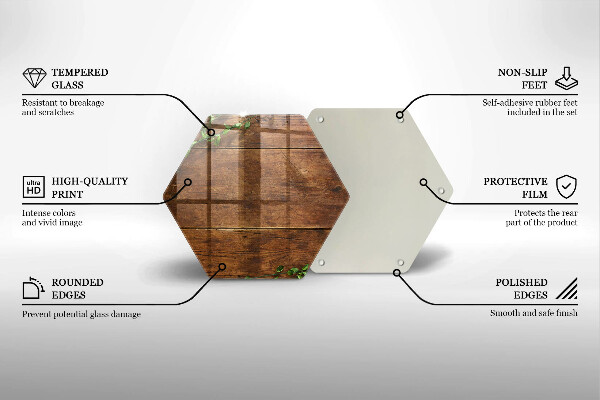 Deska szklana do kuchni Drewniane deski i liście