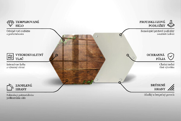 Deska szklana do kuchni Drewniane deski i liście