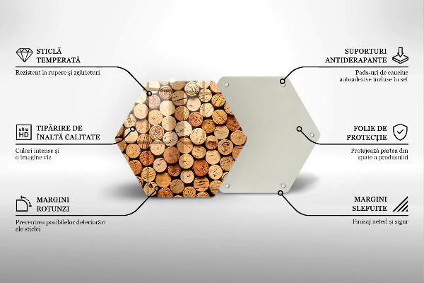 Deska szklana do kuchni Wzór korki wina
