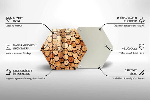 Deska szklana do kuchni Wzór korki wina