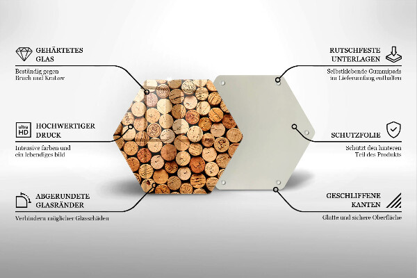 Deska szklana do kuchni Wzór korki wina