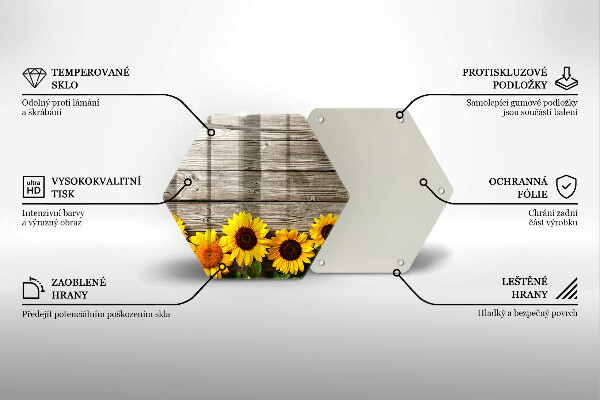 Deska szklana do kuchni Słoneczniki na deskach