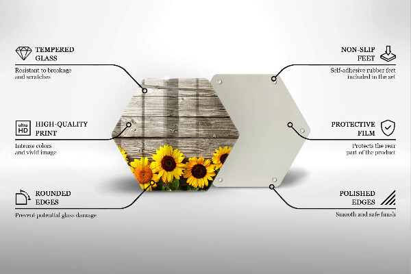 Deska szklana do kuchni Słoneczniki na deskach