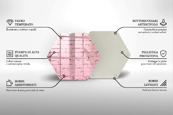 Deska szklana do kuchni Mur pastelowe cegły