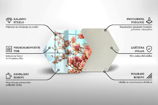 Deska szklana do kuchni Drzewo różowe kwiaty