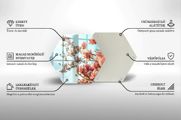 Deska szklana do kuchni Drzewo różowe kwiaty