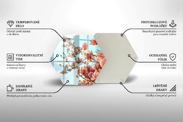 Deska szklana do kuchni Drzewo różowe kwiaty