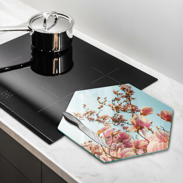 Deska szklana do kuchni Drzewo różowe kwiaty