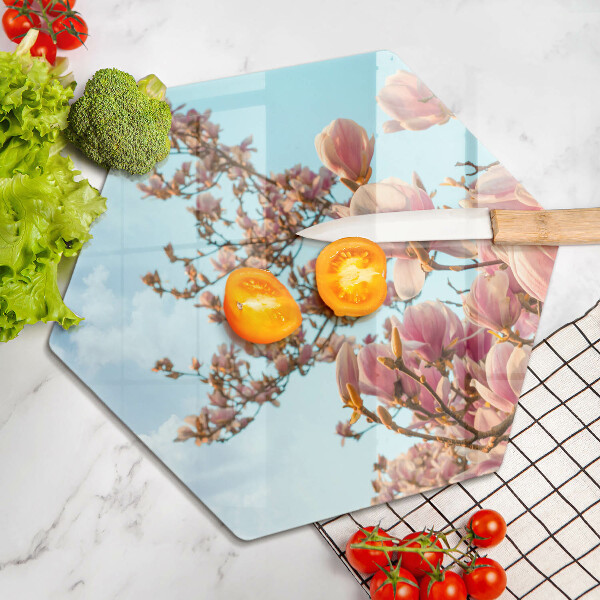 Deska szklana do kuchni Drzewo różowe kwiaty