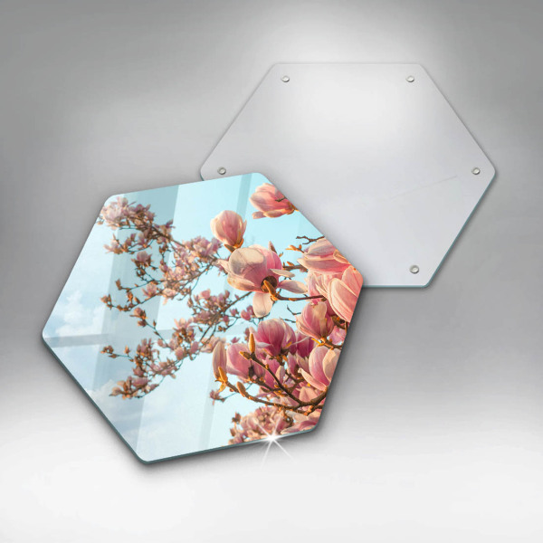 Deska szklana do kuchni Drzewo różowe kwiaty