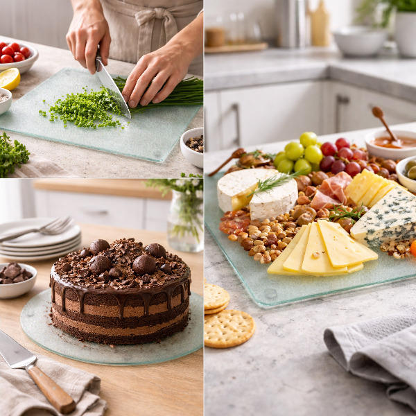 Prostokątna deska szklana do krojenia 80x52 cm