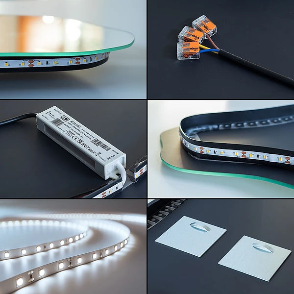 Lustro o organicznym kształcie oświetlenie LED 50x100