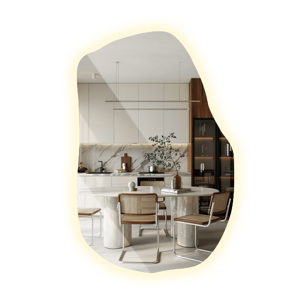 Lustro o nieregularnym kształcie led 80x52 cm