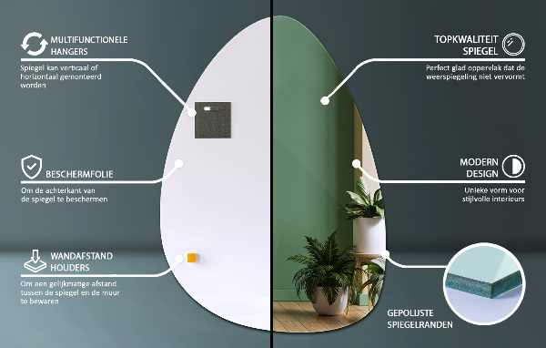 Designerskie lustro jajko 57x80 cm