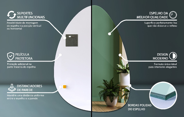 Designerskie lustro jajko 57x80 cm