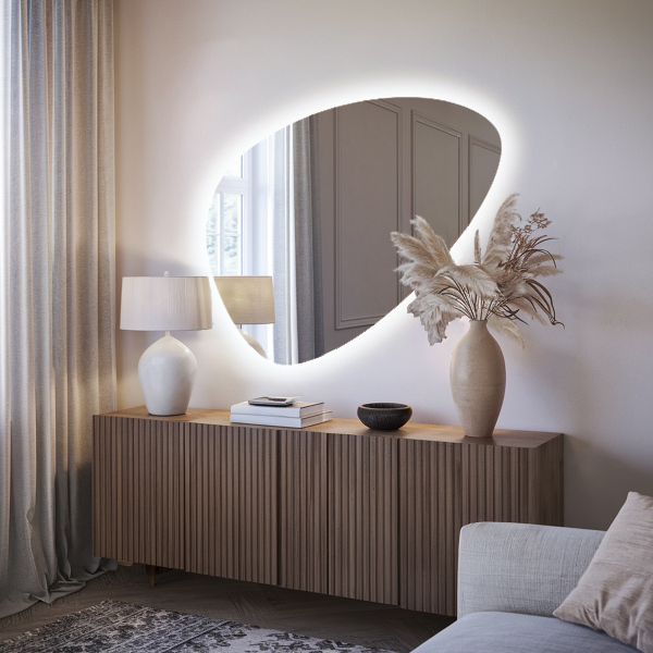Organiczne lustro jajowate LED 50x70 cm
