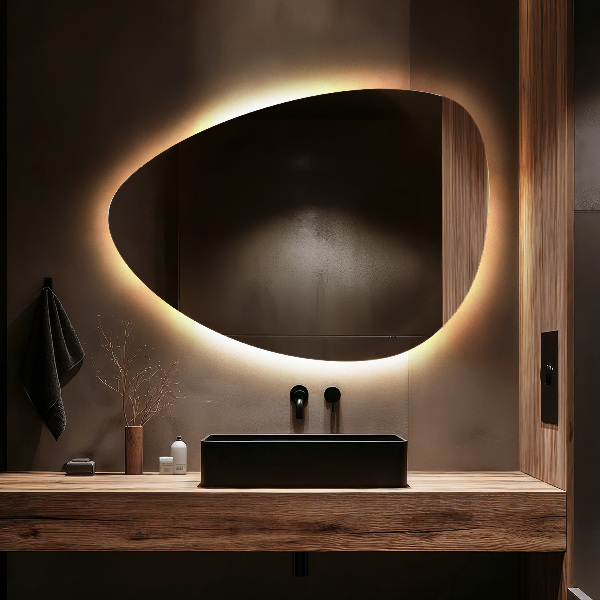 Organiczne lustro jajowate LED 50x70 cm