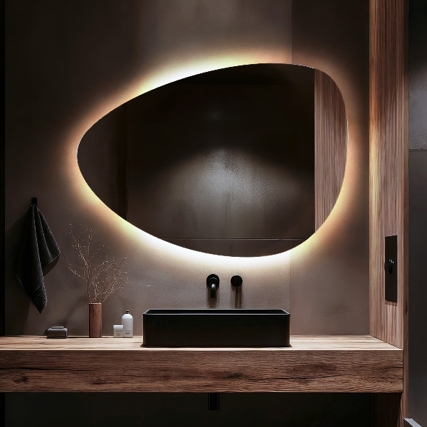 Organiczne lustro jajowate LED 50x70 cm