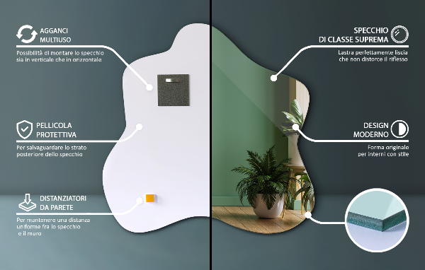 Lustro asymetryczne plama 48x48 cm